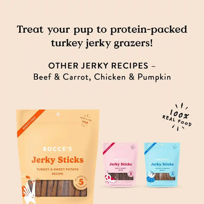 Bocce'S Bakery Turkey & Sweet Potato Flavor Jerky Stick Dog Treats, 4 Oz | High-Protein, Wheat-Free, Limited-Ingredient Treats with No Added Salt or Sugar - Baked in the USA5