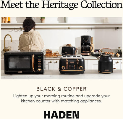 Haden Heritage 2 Slice Wide Slot Stainless Steel Toaster with Adjustable Browning Control & Non-Slip Feet, Black & Copper5