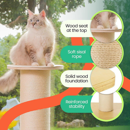 50" Tall Cat Scratching Post, Extra-Large Post for Large Cats | 36 Lb Heavy Build, Thickest 7.3 Inch Sisal Column, Wax Oiled Plywood Base, Stable for Maine Coon and Large Cats6
