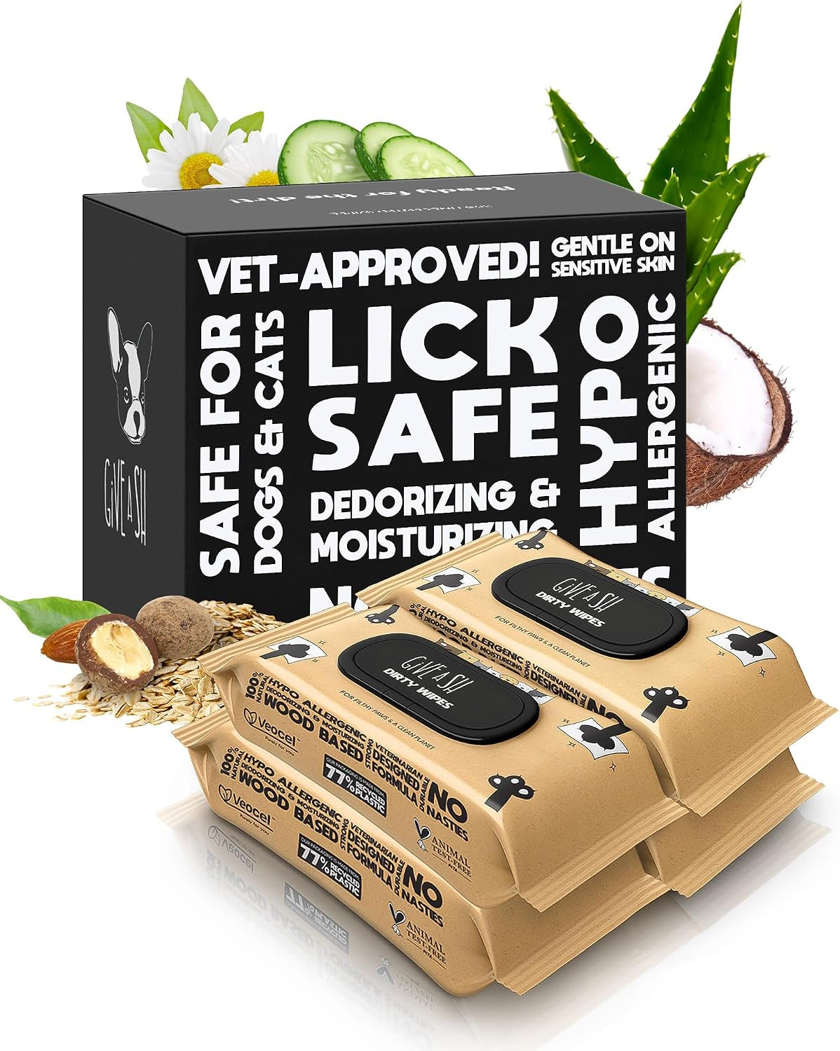 g-a-s-lick-safe-daily-pet-wipes-for-dogs-and-cats-unscented-100-count-plant-based-lyocell-fibers-certified-cruelty-free-vet-approved-hypoallergenic-for-paws-face-body-and-butt-10-to-charity