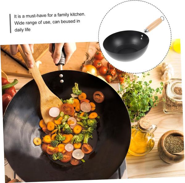 Iron Wok Japanese Frying Pan for Gas Stove round Bottom Wok Pan Small Cookware for Stir Fry Eggs Potatoes Meat and Home Kitchen Use 14.56 X 7.87 X 3.54 In2