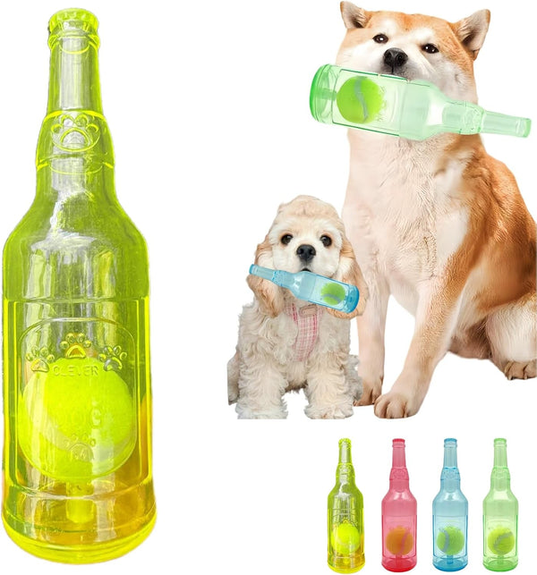 Tennis Ball in Bottle Dog Toy [2025 New Upgrade] Reinforced and Thickened Rubber Bottle Dog Chew Toy with Ball Squeaky Fetch Toy Tough (Blue, Medium)9