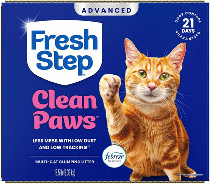 Fresh Step Advanced Clean Paws Multi Cat Clumping Litter with Febreze Freshness, Low Tracking, 18.5 Lb. Box, Pack of 215