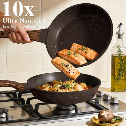 26PCS Pots and Pans Set Non Stick, Nonstick Cookware Sets, Induction Cook Ware, Includes Steamer & Silicone Utensils, Housewarming Gift, Kitchen Cooking Sets W/Frying Pan (PFOS, PFOA Free)3