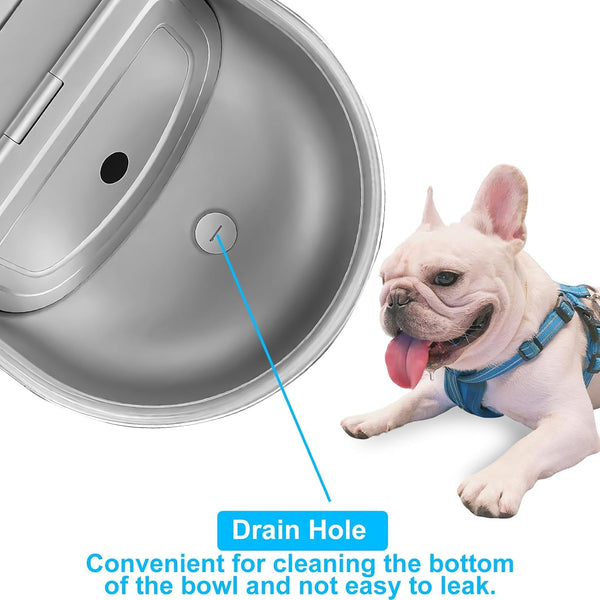 Automatic Pet Water Bowl with Float Valve, 304 Stainless Steel, Includes Bowl, Valve, 40" Hose, Adapters, Bolts, Wrench, Fits 1/2" & 3/4" Faucets, for Dogs/Livestock, Drain Hole4