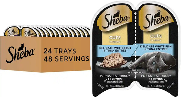 Sheba Perfect Portions Cuts Wet Cat Food, Sustainable Salmon, 2.6 Oz, 24 Ct | Grain-Free, Sustainable Salmon, 48 Servings, No Fillers or Artificial Flavors, Essential Vitamins & Minerals, Twin-Pack Trays11