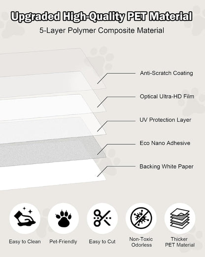 Cat Scratch Furniture Protector Couch - 1 Roll Clear PET 7.9 X 196.8 Inch | Protects Couch from Cat Claws, Strong Adhesion, Grid Backing, 1 Scraper, 30 Twist Pins, for Sofa, Armchair, Door, Wall, Bed7