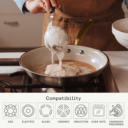 Made in Cookware - 12" Ceramic Non Stick Frying Pan (Antique Brass Handle) - 5-Ply Stainless Clad with Stay-Cool Handle - Professional Cookware - Crafted in Italy - Induction Compatible4