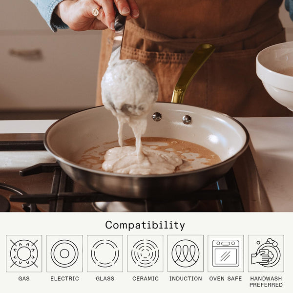 Made in Cookware - 12" Ceramic Non Stick Frying Pan (Antique Brass Handle) - 5-Ply Stainless Clad with Stay-Cool Handle - Professional Cookware - Crafted in Italy - Induction Compatible4
