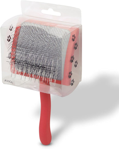 Chris Christensen Big G Dog Slicker Brush for Dogs (Goldendoodles, Labradoodles, Poodles), Groom like a Professional, Fluff Detangle Style, Saves Time Energy, Coral, Large9