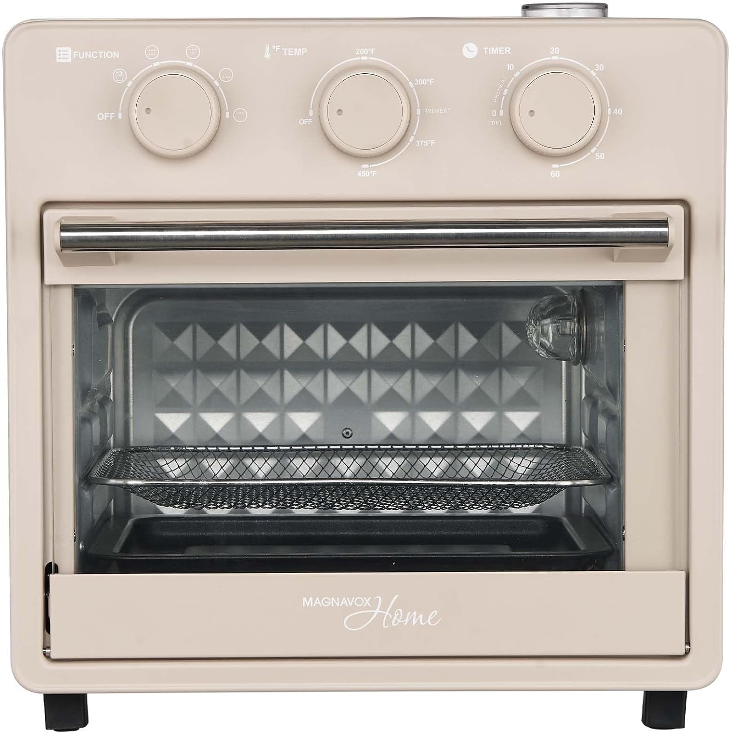 home-16-5-qt-air-fryer-oven-with-steam-infusion-cream-convection-countertop-oven-6-cooking-functions-200-450-f-temperature-control-interior-light-fry-basket-baking-tray-included