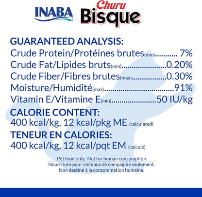 INABA Churu Bisque Indoor Care for Hairball Control for Cats, Creamy Lickable Purée Side Dish with Vitamin E, 1.05 Ounce Pouch, 15 Pouch, Tuna Recipe3
