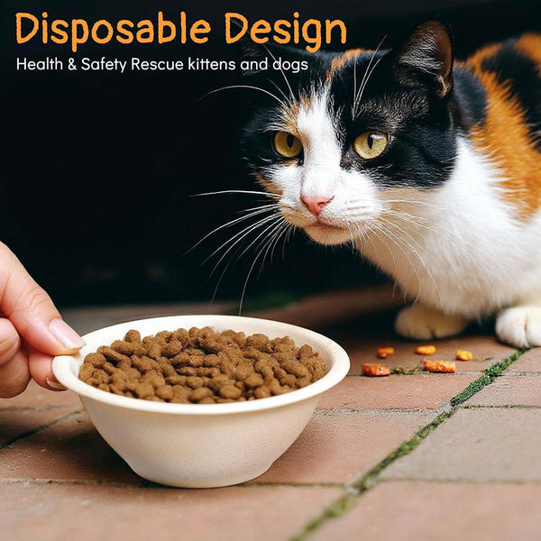 200 Pcs Disposable Pet Bowls Bulk 8 Oz Travel Paper Food Bowls for Small Dogs Puppy Cat, Leakproof Pet Feeding and Watering Supplies 1 Cup4