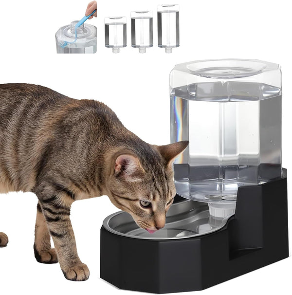 Sfozstra 5L Cat Gravity Water Bowl Dispenser: Stainless Steel Bowl | No Power Needed / No Filter Required / Spill Proof Design / Easy Cleaning / Cats & Small Dogs / Home Crate Area & Travel1