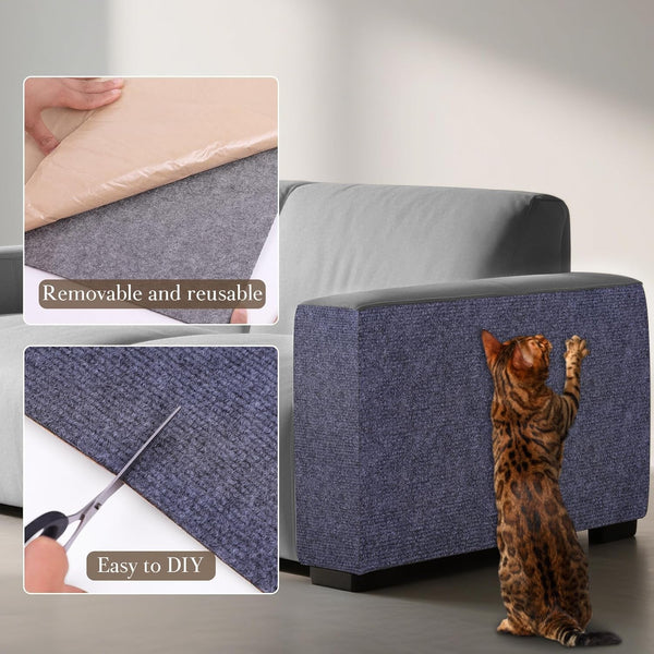 Cat Scratch Furniture Protector Couch Protector from Cat Claws Self-Adhesive Carpet Remnants Scratching Mat Trimmable DIY Climbing Covering Posts (Grey, 15.8" X 39.3")6