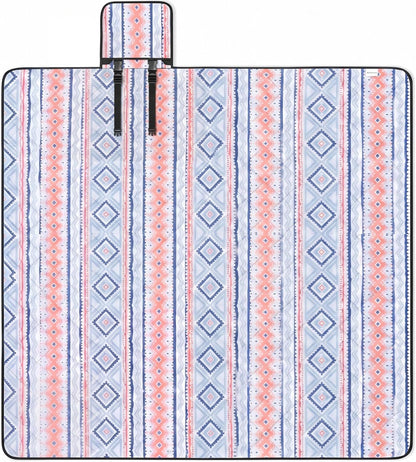 Large 80"X80" Waterproof Picnic Blanket, Sandproof Beach Mat with 5-Layer Material, Portable Foldable Design with Storage Pocket, Adjustable Shoulder Strap for Camping, Hiking, Travel, Blue1
