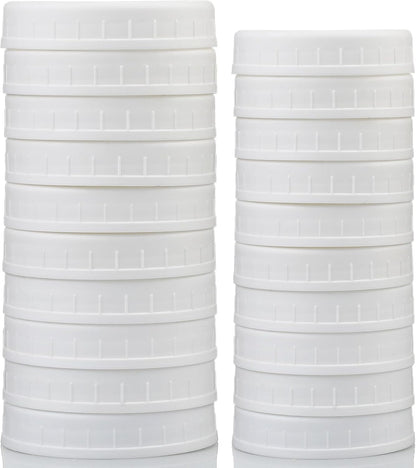 10 WIDE Mouth & 10 REGULAR Mouth Mason Jar Lids - 20 Pack Food Grade Plastic Mason Jar Caps for Ball, Kerr and More Canning Jars - Leakproof & Dishwasher Safe - White8