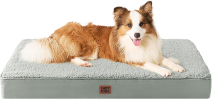 EHEYCIGA Orthopedic Dog Bed Large with Removable Washable Cover,Grey,41X27 | Egg Crate Foam Support,Durable Oxford Fabric,Non-Slip Bottom,Machine Washable,Soft Waterproof Plush Pet Bed Mat for Crate83