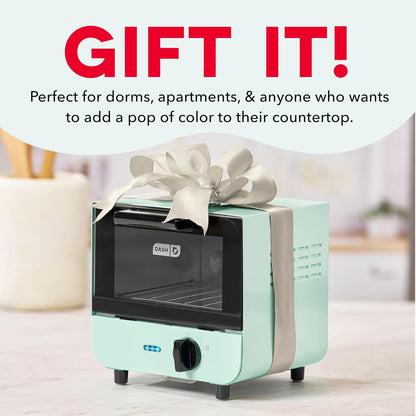 Mini Toaster Oven | Small Toaster Oven for Dorms, Apartments, & Small Kitchens, Adjustable Timer Dial with Auto Shutoff, Removable Cooking Tray & Crumb Catch, Aqua8