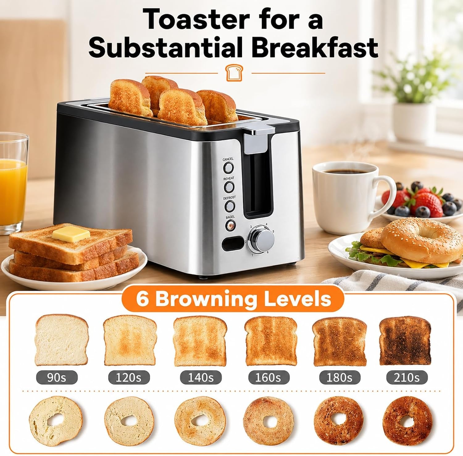 4-slice-toaster-long-slot-toaster-with-countdown-timer-bagel-defrost-reheat-cancel-functions-warming-rack-removable-tray-6-browning-settings-extra-wide-slots-stainless-steel-1300w