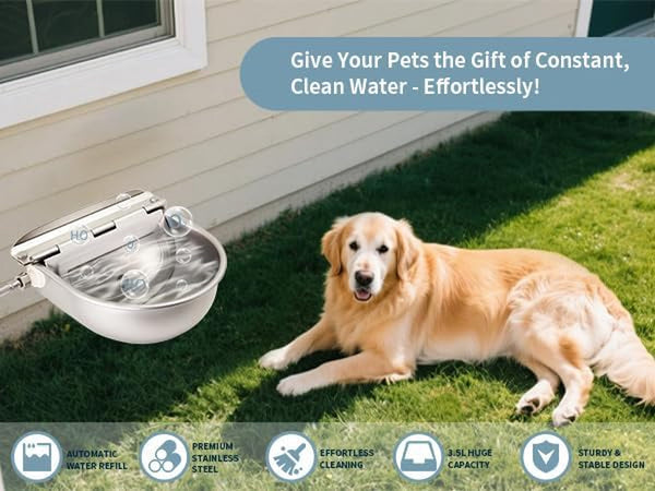 Automatic Water Bowl for Dog Large Size,Animal Drinking Water Bowl,Outdoor Dog Water Bowl,304 Stainless Steel Water Bowl with Float Valve, Drain Hole, Pipe,For Poultry and Livestock8