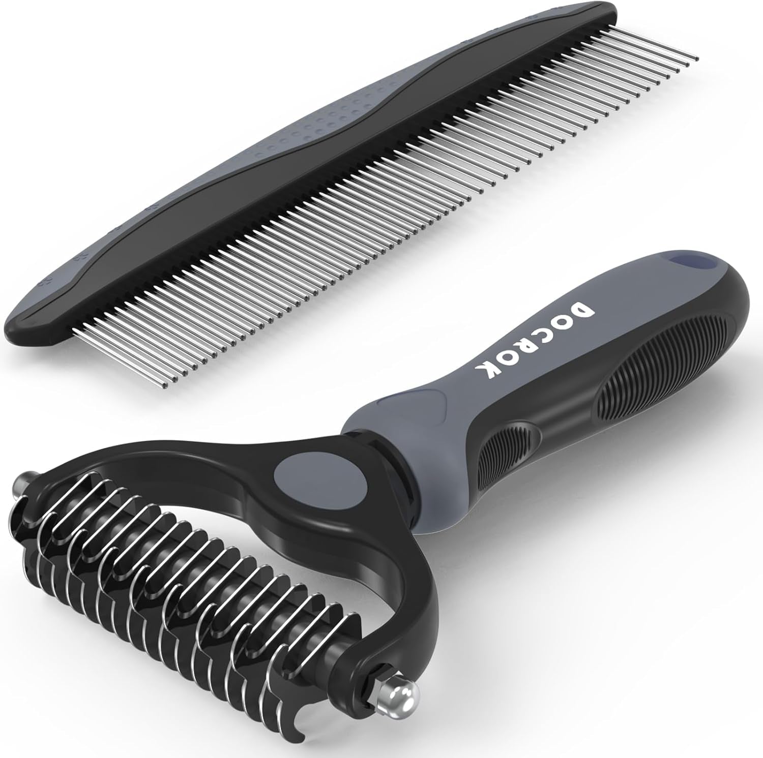 docrok-pet-grooming-combo-blue-deshedding-brush-with-metal-comb-for-detangling-and-dematting-long-matted-fur-on-cats-and-dogs