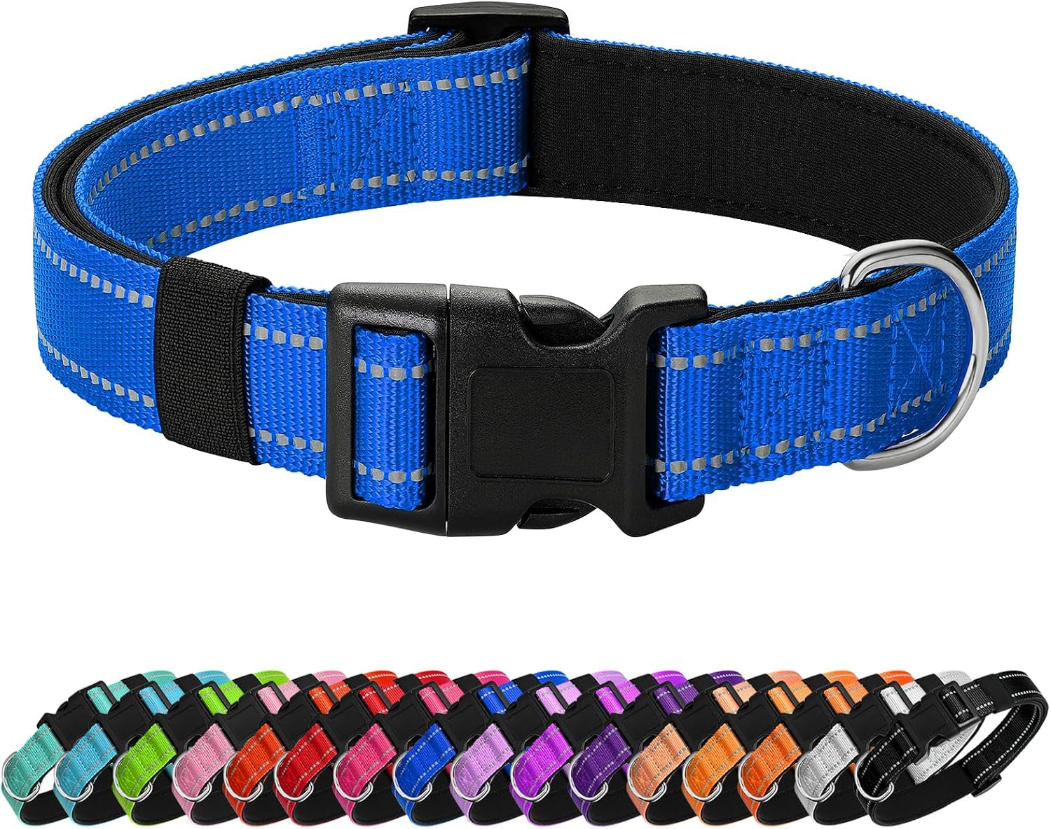 reflective-dog-collar-padded-with-soft-neoprene-breathable-quick-release-basic-dog-collars-for-medium-dogs-purple-girl