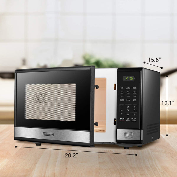 BLACK+DECKER Microwave Oven Countertop, 1.1 Cu.Ft, 1000W, Stainless Steel | Push-Button Door, Child Safety Lock, 6 Auto Cook Presets, 10 Power Levels8