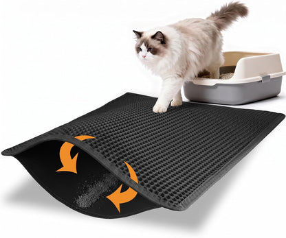 Pieviev Cat Litter Mat Double Layer Waterproof Urine Proof Trapping Mat 1 Pack (Gray, 24X15 Inch (Pack of 1)) | Honeycomb Design Catches Scattered Particles to Stop Tracking, Urineproof Base Protects Floors, Easy to Clean14
