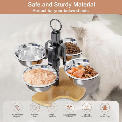 Elevated Cat Bowls 3 Adjustable Height 4 Stainless Steel Cats&Dogs | Pet Elevated Raised Cat Food and Water Bowls 3 Adjustable Heights 4 Stainless Steel Bowls for Indoor Cats Small Dogs8