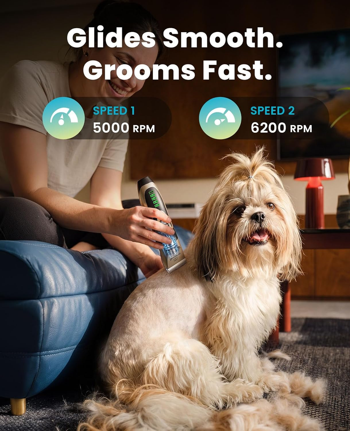 oneisall-dog-grooming-clippers-with-led-display-for-dogs-cats-low-noise-quiet-2-speed-cordless-rechargeable-fast-charge-detachable-waterproof-battery-level-display-model-x2-gold