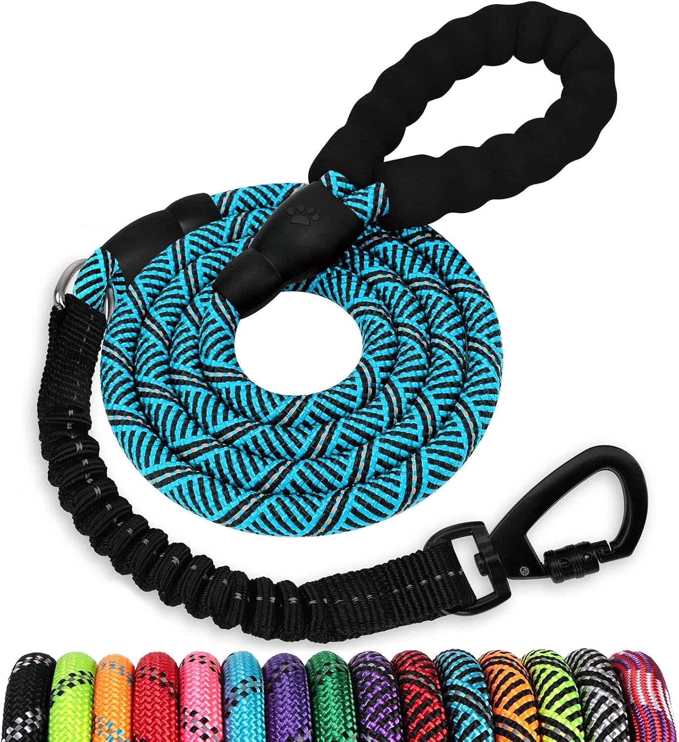 long-dog-leash-15-ft-heavy-duty-rope-leashes-for-dogs-training-with-swivel-lockable-hook-reflective-threads-bungee-and-padded-handle-dog-lead-for-large-small-medium-dogs-outside-walking-hiking