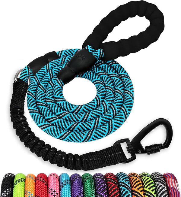 Long Dog Leash 15 FT: Heavy Duty Rope Leashes for Dogs Training with Swivel Lockable Hook Reflective Threads Bungee and Padded Handle - Dog Lead for Large Small Medium Dogs outside Walking Hiking30