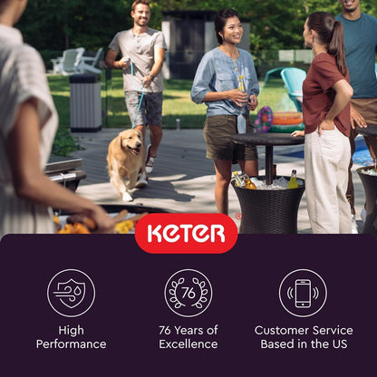 Keter Pacific Cool Bar Outdoor Patio Furniture and Hot Tub Side Table with 7.5 Gallon Beer and Wine Cooler, Espresso Brown14