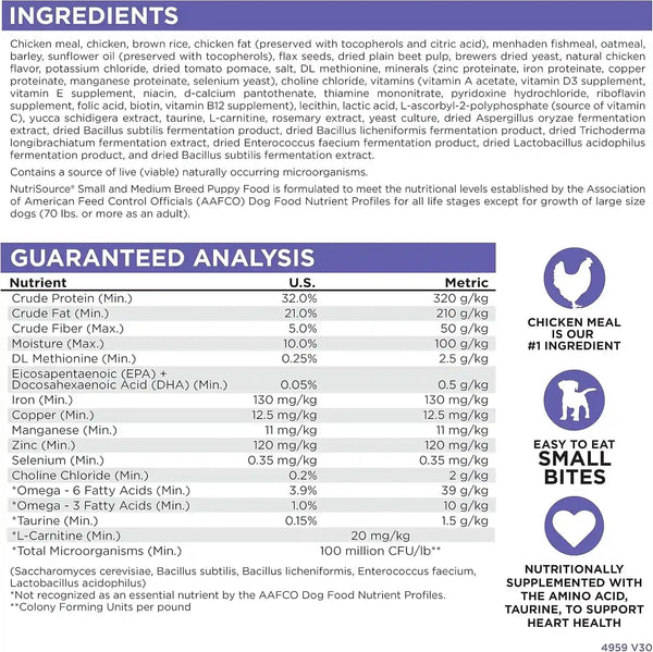 Nutrisource Small & Medium Breed Puppy Dry Dog Food, 26 Lb | Chicken and Rice, High Protein, Sensitive Stomach, Probiotics, Grain Inclusive6