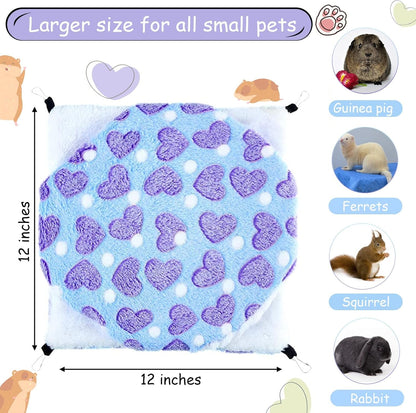 Boao 2 Pcs Guineas Pig Rat Hammock Guinea Pig Hamster Ferret Hanging Hammock Guinea Pigs Accessories for Small Animals Chinchilla Parrot Sugar Glider Ferret Squirrel(Purple, Coffee,Heart Pattern)2