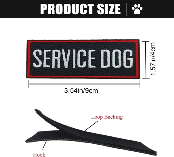 2 Pack Service Dog Patches for Harness, Tags with Hook and Loop Patches Red Border for Vests and Harnesses for Dog in Training, Service Dog, Emotional Support2