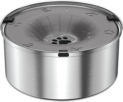SCHITEC Dog Water Bowl No Spill 40Oz/1.2L Slow Drinking Anti-Splash Stainless Steel Dog Bowl with Floating Disk, Spill Proof Pet Travel Water Dispenser for Sloppy Messy Drinkers(Light Gray)8