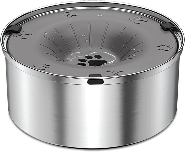 SCHITEC Dog Water Bowl No Spill 40Oz/1.2L Slow Drinking Anti-Splash Stainless Steel Dog Bowl with Floating Disk, Spill Proof Pet Travel Water Dispenser for Sloppy Messy Drinkers(Light Gray)8
