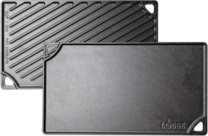 Reversible Cast Iron Grill/Griddle Pan, 16.75 X 9.5 Inches | Dual-Sided Double Burner Griddle for BBQ, Eggs, Pancakes & Burgers, Pfas-Free, Flat Top Cookware, Made in USA2