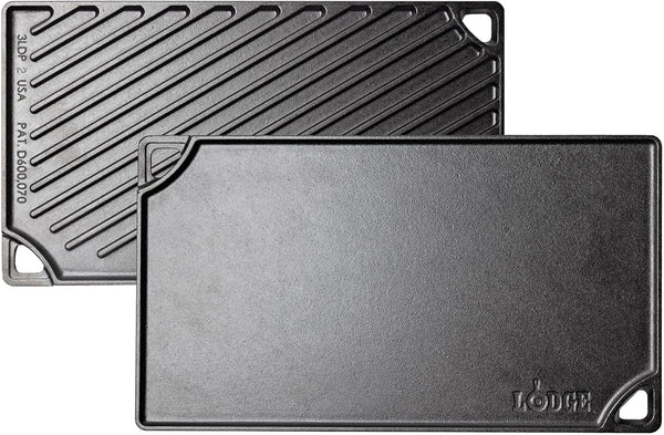 Reversible Cast Iron Grill/Griddle Pan, 16.75 X 9.5 Inches | Dual-Sided Double Burner Griddle for BBQ, Eggs, Pancakes & Burgers, Pfas-Free, Flat Top Cookware, Made in USA2