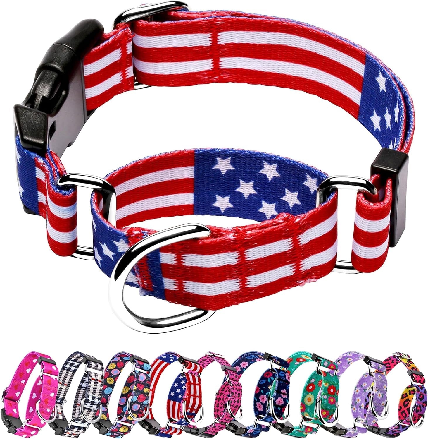hikiko-martingale-collar-for-dogs-adjustable-soft-nylon-dog-collars-with-cute-patterns-for-small-medium-large-dog-pink-butterfly-medium