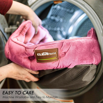 Clevahome Cat Dog Bed for Small Pets up to 15Lbs - round Cat Beds for Indoor Cats, Machine Washable Comfortable Pet Bed for Puppy and Kitten with Non-Slip Bottom (Plum Pink)6