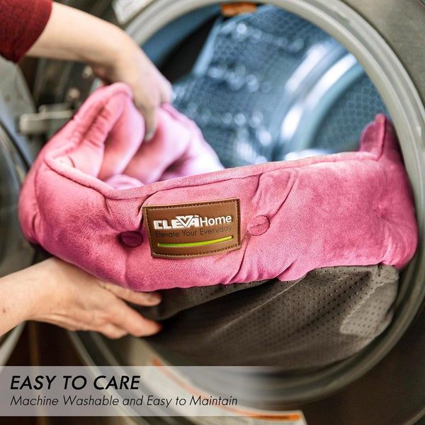 Clevahome Cat Dog Bed for Small Pets up to 15Lbs - round Cat Beds for Indoor Cats, Machine Washable Comfortable Pet Bed for Puppy and Kitten with Non-Slip Bottom (Plum Pink)6