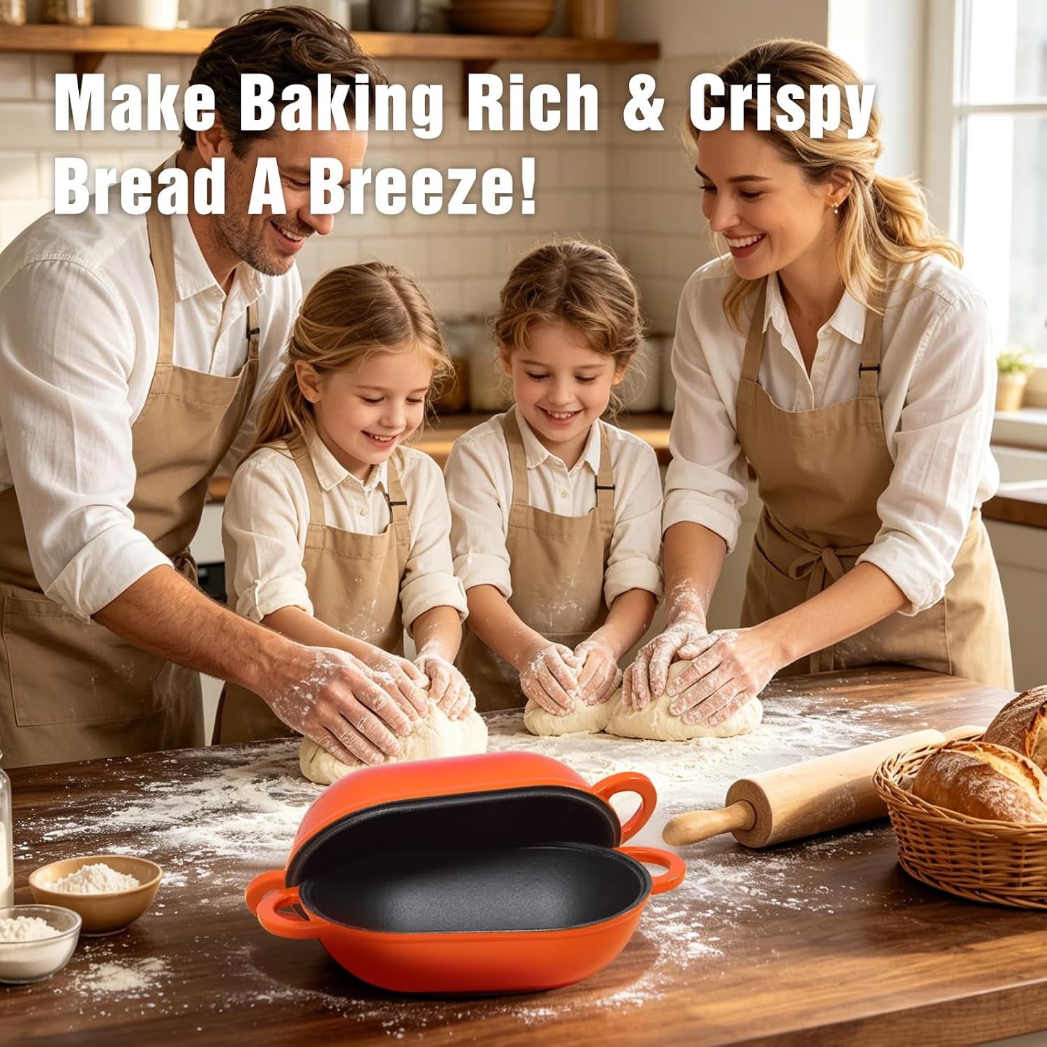 5-qt-enameled-cast-iron-sourdough-bread-oven-loaf-pan-with-lid-oval-dutch-oven-for-homemade-sourdough-bread-baking-oven-safe-up-to-500-f-meatloaf-pan-with-dome-lid-orange