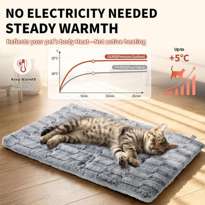 Cat Bed, Cat Beds for Indoor Cats - Reversible Self Warming Cat Bed Mat with Ridged Chenille Texture, Ultra Plush Double Sided Thermal Kitten Bed & Mat, 23.6" X 15.7", Machine Washable5
