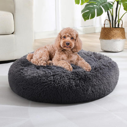 JOLLYVOGUE Small Dog Bed, Calming Soft Anti-Anxiety Donut Cat Bed, Washable round Fluffy Cushion for Small and Medium Pets (20")56