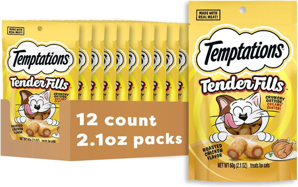 Temptations Tender Fills Adult Cat Treats, Festive Feast Flavor, 11.6 Oz | 2X More Creamy Filling than Classic, Real Meat, No Artificial Flavors, Crunchy Shell with Soft Center, Resealable Pouch14