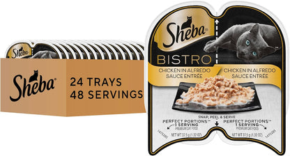Sheba Perfect Portions Bistro Wet Cat Food, Chicken, 2.6 Oz, 24 Count | Chicken in Alfredo Sauce Entree, Added Moisture for Hydration, Grain-Free, No Corn or Soy, Made in USA, Complete & Balanced1