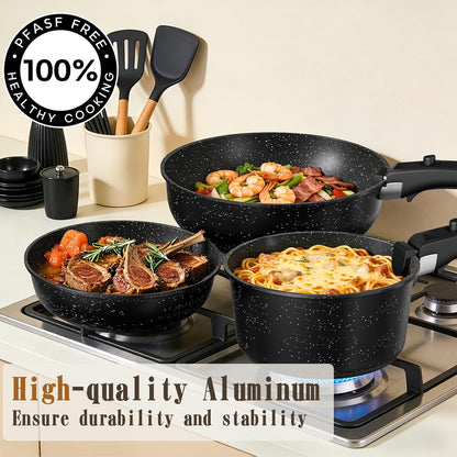 21Pcs Pots and Pans Set Non Stick, Nonstick Ceramic Cookware Sets Detachable Handle, Non Toxic Healthy Induction Cookware, Kitchen Cooking Set, with Frying Pans Set, Dishwasher/Oven Safe3